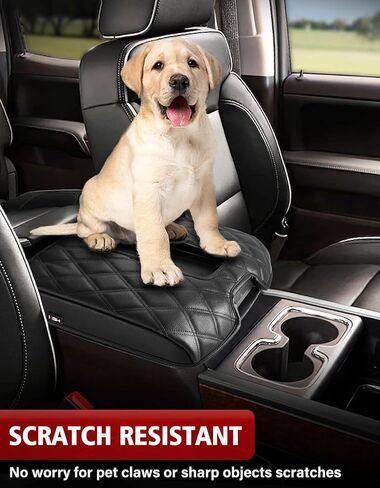 غطاء مسند ذراع وحدة التحكم المركزية KBH لسيارة Chevy Silverado وGMC Sierra Jump Seat 2019-2024، وسادة وسادة واقية لمسند الذراع، مضادة للخدش، ملحقات داخلية من جلد الفينيل، أسود in Kuwait