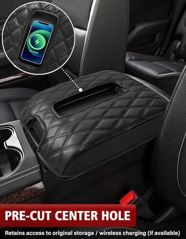 غطاء مسند ذراع وحدة التحكم المركزية KBH لسيارة Chevy Silverado وGMC Sierra Jump Seat 2019-2024، وسادة وسادة واقية لمسند الذراع، مضادة للخدش، ملحقات داخلية من جلد الفينيل، أسود in Kuwait