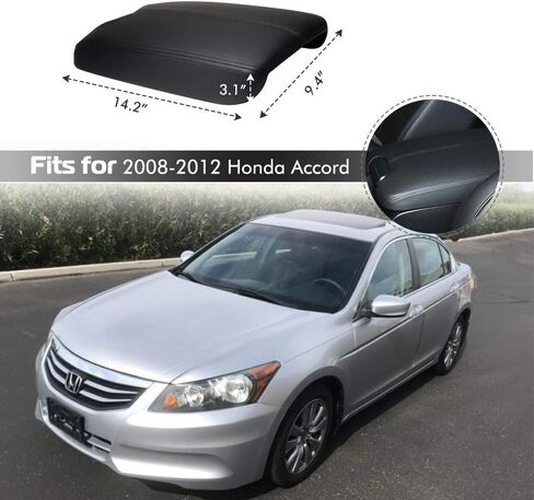 A ABIGAIL Center Console Armrest Cover for 2008 2009 2010 2011 2012 Honda Accord Auto Leather Suture Console Lid Cover Replacement (Black) in Saudi Arabia