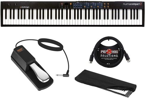 StudioLogic Numa Compact 2 88-Note Semi-Weighted Keyboard with FP-P1L Sustain Pedal, Keyboard Dust Cover (Large) & 6ft MIDI Cable Bundle in Kuwait