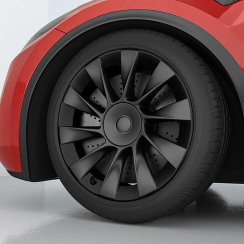 واقي حافة العجلة الكل في واحد من EVOOOR Tesla Model Y لعجلة Uberturbine موديل Y مقاس 21 بوصة - شرائط للوقاية من الطفح الجلدي - مجموعة من 4 واقيات حافة سهلة التركيب (البارود، 21 بوصة) in Saudi Arabia