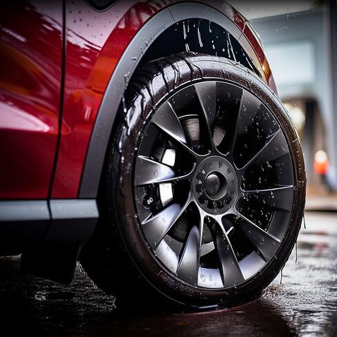 واقي حافة العجلة الكل في واحد من EVOOOR Tesla Model Y لعجلة Uberturbine موديل Y مقاس 21 بوصة - شرائط للوقاية من الطفح الجلدي - مجموعة من 4 واقيات حافة سهلة التركيب (البارود، 21 بوصة) in Saudi Arabia