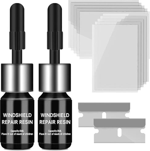 BIOPRONEXT Windshield Crack Repair Kit - 2 Pack Powerful Car Glass Repair Kit - DIY Windshield Repair Resin for Fixing Chips, Cracks, Star-Shape & Bulls-Eye - Quick Fix Auto Window Crack Repair Kit in Kuwait