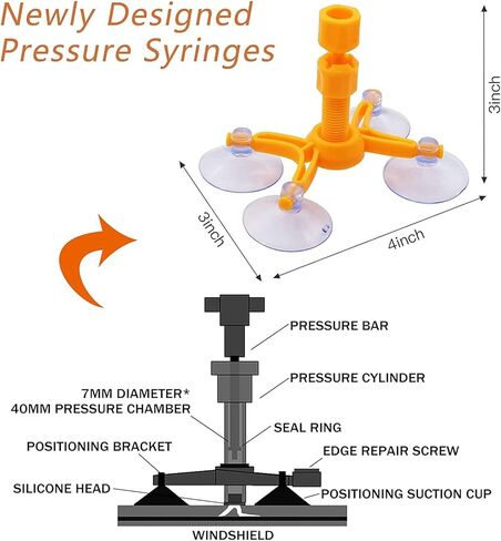 طقم إصلاح الزجاج الأمامي من Echte، طقم إصلاح زجاج السيارة 4 قطع، طقم إصلاح تشققات الزجاج الأمامي، سائل إصلاح الزجاج إصلاح سريع in Kuwait
