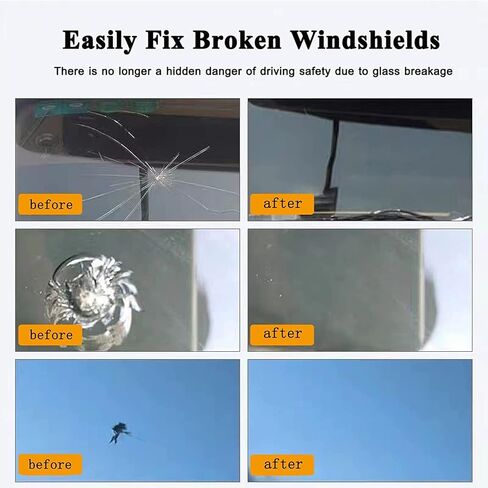 طقم إصلاح الزجاج الأمامي من Echte، طقم إصلاح زجاج السيارة 4 قطع، طقم إصلاح تشققات الزجاج الأمامي، سائل إصلاح الزجاج إصلاح سريع in Kuwait