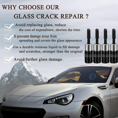 طقم إصلاح الزجاج الأمامي من Echte، طقم إصلاح زجاج السيارة 4 قطع، طقم إصلاح تشققات الزجاج الأمامي، سائل إصلاح الزجاج إصلاح سريع in Kuwait