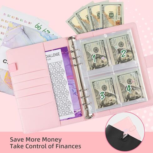 100 Envelopes Money Saving Challenge Binder, Hyperzoo A5 Money Saving Challenges Book, Savings Binder Budget Binder with Cash Envelopes to Save $5050 Black-2Pack in Kuwait