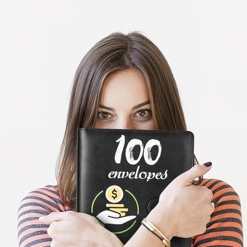100 مغلف تحدي توفير المال، كتاب تحديات توفير المال Hyperzoo A5، ملف توفير الميزانية مع مظاريف نقدية لتوفير 5050 دولارًا (أسود) in Saudi Arabia