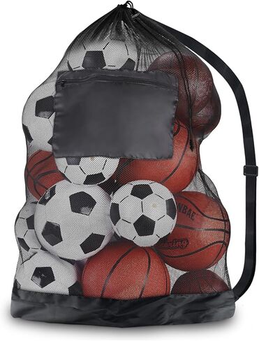 حقيبة كرة شبكية كبيرة جدًا - حقيبة برباط متعددة الرياضات لمعدات كرة السلة وكرة القدم والكرة الطائرة - حقيبة كرة سلة متينة بتصميم سهل الحمل in Kuwait