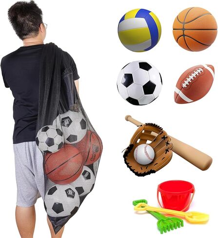 حقيبة كرة شبكية كبيرة جدًا - حقيبة برباط متعددة الرياضات لمعدات كرة السلة وكرة القدم والكرة الطائرة - حقيبة كرة سلة متينة بتصميم سهل الحمل in Kuwait