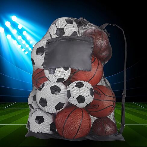 حقيبة كرة شبكية كبيرة جدًا - حقيبة برباط متعددة الرياضات لمعدات كرة السلة وكرة القدم والكرة الطائرة - حقيبة كرة سلة متينة بتصميم سهل الحمل in Kuwait