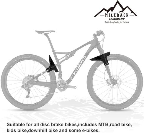 حاجز دراجة NICEDACK، واقي طين MTB قابل للتعديل، واقيات الطين المتوافقة مع الأمام والخلف، يناسب دراجات الإطارات الدهنية 650B 20 بوصة 26 بوصة 27.5 بوصة 29 بوصة وجميع دراجات الفرامل القرصية in Kuwait