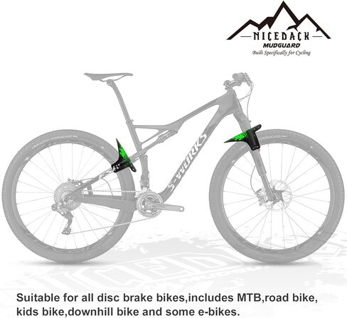 NICEDACK Bike Fender, Adjustable MTB Mud Guard, Front and Rear Compatible Mudguards, Fits 650B 20" 26" 27.5" 29 inch Fat Tire Bikes and All Disc Brake Bicycles in Kuwait