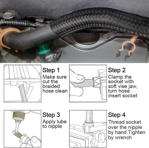 10AN 5 أقدام من الفولاذ المقاوم للصدأ والنايلون المضفر لخط الوقود خرطوم النفط والغاز خرطوم خط الزيت باللون الأسود in Kuwait