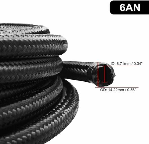 10AN 5 أقدام من الفولاذ المقاوم للصدأ والنايلون المضفر لخط الوقود خرطوم النفط والغاز خرطوم خط الزيت باللون الأسود in Kuwait