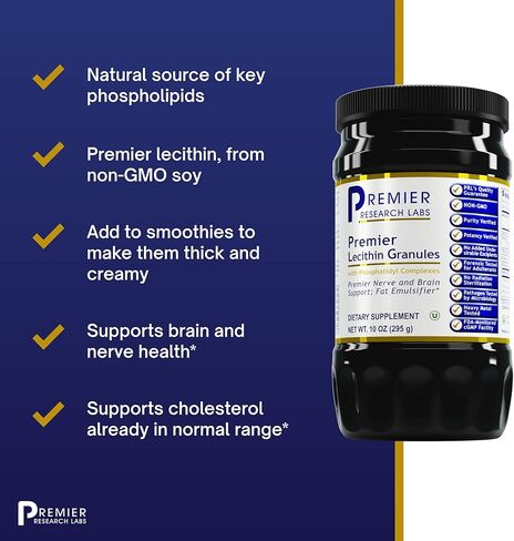 حبيبات الليسيثين من Premier Research Labs - مكمل لدعم الأعصاب* - مصدر جيد للكولين - دعم الدماغ والأعصاب - بدون إضافات أو مواد مالئة - يمتزج جيدًا في العصائر أو الأطعمة - 10 أونصة in Kuwait