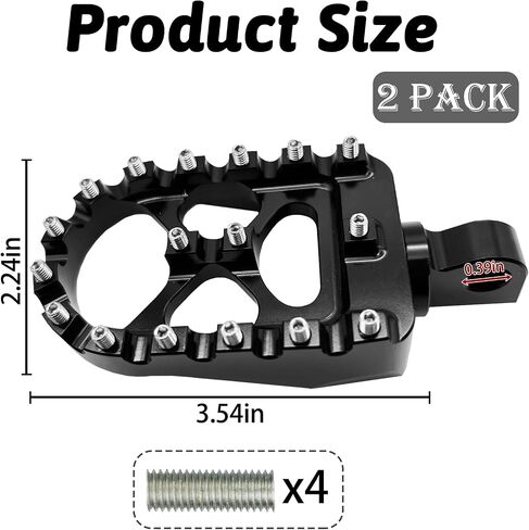 Dirt Bike Foot Pegs Wide CNC Motorcycle Footpegs 360° MX Chopper Bobber Style Compaitble with Dyna Fatboy Sportster Iron 883 (Black) in Saudi Arabia