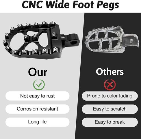 Dirt Bike Foot Pegs Wide CNC Motorcycle Footpegs 360° MX Chopper Bobber Style Compaitble with Dyna Fatboy Sportster Iron 883 (Black) in Saudi Arabia