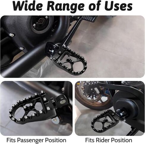 Dirt Bike Foot Pegs Wide CNC Motorcycle Footpegs 360° MX Chopper Bobber Style Compaitble with Dyna Fatboy Sportster Iron 883 (Black) in Saudi Arabia