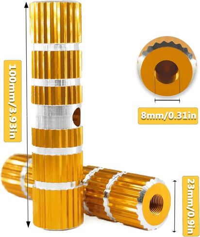 أوتاد الدراجة Reofrey قطعتان من دواسات القدم المصنوعة من سبائك الألومنيوم ومقاعد خلفية ومضادة للانزلاق بدواسة حيلة للدراجات الجبلية BMX تناسب محاور 3/8 بوصة (طول أصفر 3.93 بوصة) in Kuwait