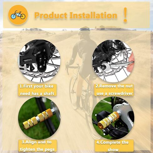 أوتاد الدراجة Reofrey قطعتان من دواسات القدم المصنوعة من سبائك الألومنيوم ومقاعد خلفية ومضادة للانزلاق بدواسة حيلة للدراجات الجبلية BMX تناسب محاور 3/8 بوصة (طول أصفر 3.93 بوصة) in Kuwait