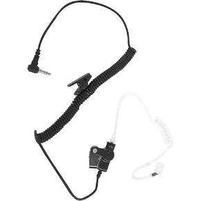 Shoulder Mic Earpiece Small Right Left Ear Piece Surveillance 3.5mm Listen Only Headset Receiver for Motorola Kenwood Baofeng UV5R APX 6000 7000 Police Radio Hand Microphone(Black,Wired)