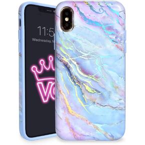 Velvet Caviar for iPhone X Case and iPhone Xs Case Cute (Marble Pink Blue Iridescent Holographic)
