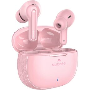Wireless Earbuds, Active Noise Cancelling Bluetooth5.2 Deep Bass Headphones with 4 Mics, 35 Hours Playtime, IPX6 Waterproof Earphones, in-Ear Bluetooth Earbuds for iPhone Android Pink