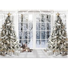 WOLADA White Christmas Backdrop Christmas Window Backdrop Christmas Backdrop Christmas Photography Backdrop 7x5FT FW74