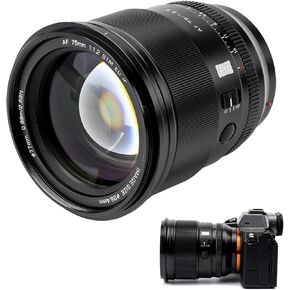 VILTROX PRO 75mm f/1.2 for Sony E-Mount 75mm f1.2 APS-C Autofocus Telephoto Lens E Mount Cameras Lens for Sony A7II A7RII A7SII A7SIII A7III A7IV A7RV A9 A9II FX3 FX6 ZVE1 A6600 A6500 A6400 A6100