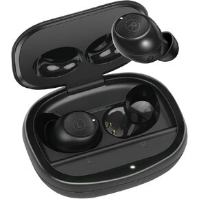 Mini Wireless Earbuds, Auto Pairing Ear Buds Wireless Lightweight Headphones Built-in Microphone, IPX4 Sweat & Water Resistant, Immersive Premium Sound Headset with Charging Case, Black