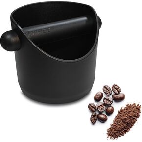Espresso Compact Knock Box (4"x4"), Shock Absorbent Knock Box Non-Slip Base & Removable Rubber Knock Bar Coffee Puck Box, Durable Espresso Dump Bin for Home/Office, Dishwasher Safe