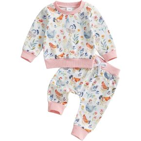 Newborn Baby Girl Clothes Daisy Outfit Long Sleeve Sweashirt Tees Tops Pants Infant Toddler Girl Fall Winter Clothes