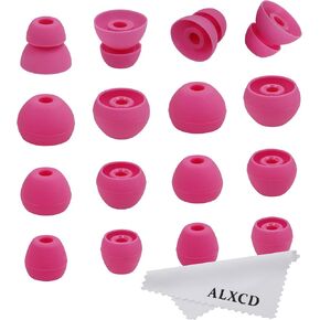 ALXCD Ear Tip for Tour2 Beats Tour Earphone, 8 Pair SML & Double Flange Durable Soft Silicone Replacement Ear Bud Eartip, Fit for Beats Tour Tour 2 Earphone [8 Pair](Pink)