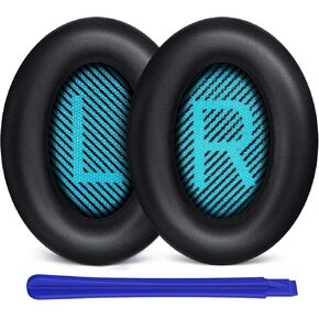 Replacement Earpads Cushions for Bose QuietComfort 35 ii/QC35/QC25/QC2/QC15/Ae2/Ae2i/Ae2w, Thickened Soundproof Sponge, Ear Pads with Softer Leather Ear Pads for Bose(Black)