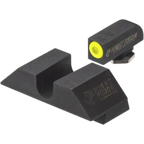 Night Fision Tritium Night Sight Set Compatible with Glock 17/17L/19/22-28/31-35/37-39/45, Yellow Front Ring, U Notch Blank Rear Sight