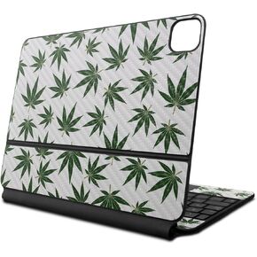Carbon Fiber Skin Compatible with Apple Magic Keyboard for iPad Pro 13‑inch (M4) 2024 - Pot Leaves Green - Premium 3M Vinyl Protective Decal Cover - Easy to Apply | Crafted in The USA by MightySkins