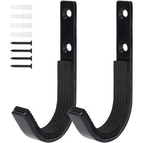 Gun Rack Wall Mount, Horizontal Metal Rifles Shotgun Hooks for Hanging & Storing, Heavy Duty Steel Gun Holder with Soft Padding, Securely Store Firearms, Archery, Bow, Sword, Black, 1 Pair