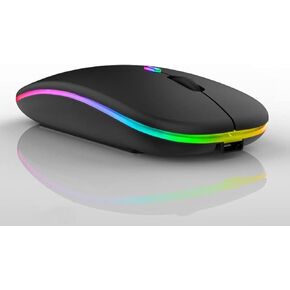 Wireless Bluetooth Rechargeabe Mouse for Laptop/iPad/iPhone/Mac(iOS 13.1 and Above)/Android PC,Led Slim USB Quiet Mice with Windows/Linux/Notebook/Mac/MacBook Air (Black)