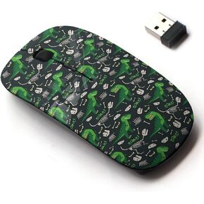 2.4G Wireless Mouse with Cute Pattern Design for All Laptops and Desktops with Nano Receiver - rex Dino Bones Roar