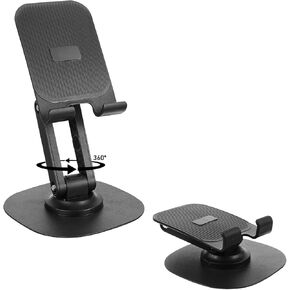 Cell Phone Stands for Desk, 360° Rotating Phone Holder Foldable Tablet Stand Adjustable Mobile Stand with Metal Base Portable Travel Phone Mobile Stand for All Smartphones Switch