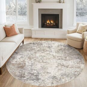 5x7 Area Rug Living Room Rugs - Washable Neutral Modern Abstract Soft Thin Large Rug Indoor Floor No Slip Rug Carpet for Bedroom Under Dining Table Home Office Decor - Brown Grey