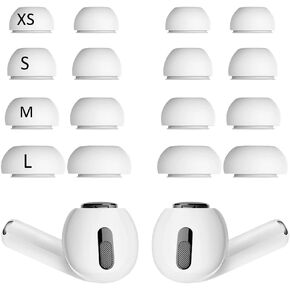 [8 Pairs] Compatible with AirPods Pro 2 Ear Tips, Silicone Replacement XS/S/M/L 4 Size Fit in Charging Case Earbuds Eartips with Storage Box Compatible with AirPods Pro (XS/S/M/L White)