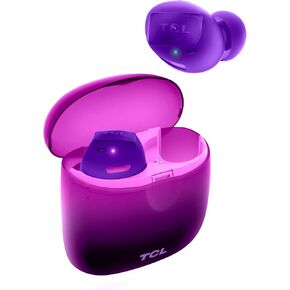 TCL SOCL500TWS Wireless Earbuds with Pumping Bass, Type-C Charging Case 26H Playtime, Bluetooth 5.0, Secure Fit, Waterproof, Noise Isolation, One Step Pairing for Gym - Sunset Violet