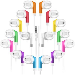 سماعات أذن كبيرة الحجم للأطفال، 50 قطعة متعددة الألوان، معبأة بشكل فردي، سماعات أذن سلكية للاستعمال مرة واحدة بالجملة، مثالية لطلاب مكتبات الفصول المدرسية (8 ألوان) in Kuwait