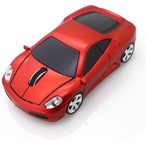 Wireless Mouse Sport Car Shape Computer Optical Mice USB 2.4Ghz Ergonomic Design for PC Laptop Chrome Book (Red)