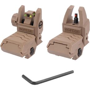 Flip Up Sights Fiber Optic Red Green Dot Sights Folding Polymer Sights for Picatinny Rail Adjustable Front and Backup Sights Set