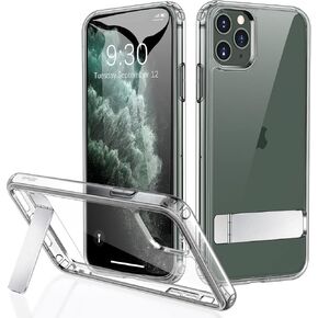 JETech Case for iPhone 11 Pro Max 6.5-Inch with Stand, Support Wireless Charging, Slim Shockproof Bumper Phone Cover, 3-Way Metal Kickstand (Clear)