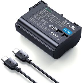 llano USB-C Input EN-EL15C Battery for Nikon Z6III, Z8, D7500, Z6II, Zf, D850, Z5, Z6, Z7,7II, D7100, D7200, D500, D600, D610, D780, D750, D800, 2400mAh Capacity, Fully decoded, 2H Full Charged, Black