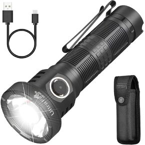 ULTRAFIRE H7 2500 High Lumens Tactical Flashlight with Duty Belt Holster,Rechargeable Police EDC Flashlight with Holder,Small Law Enforcement LED Flash Light with TIR Lens